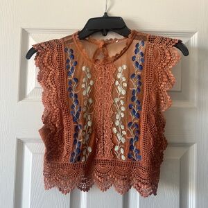 Free people Bisoux Dotted Mesh Crop